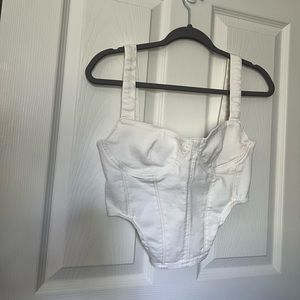 Zara White Denim Corset Top